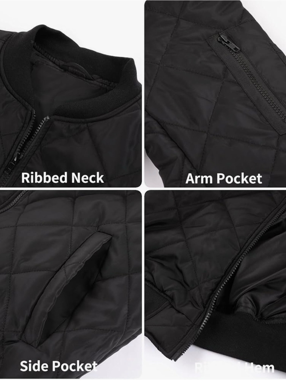 NWT Men's Quilted Bomber Jacket - Black SIZE XXL - Picture 2 of 8